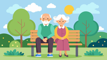 Obraz na płótnie Canvas sitting on a park grandparents