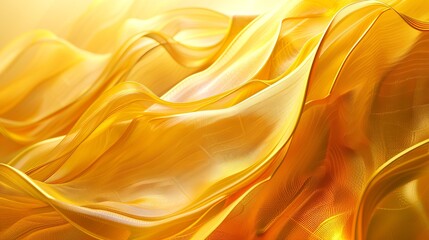 Abstract background resembling flowing honey. Liquid golden swirls with a reflective shine. Concept of viscous textures, organic fluidity, and natural golden hues. Banner. Copy space