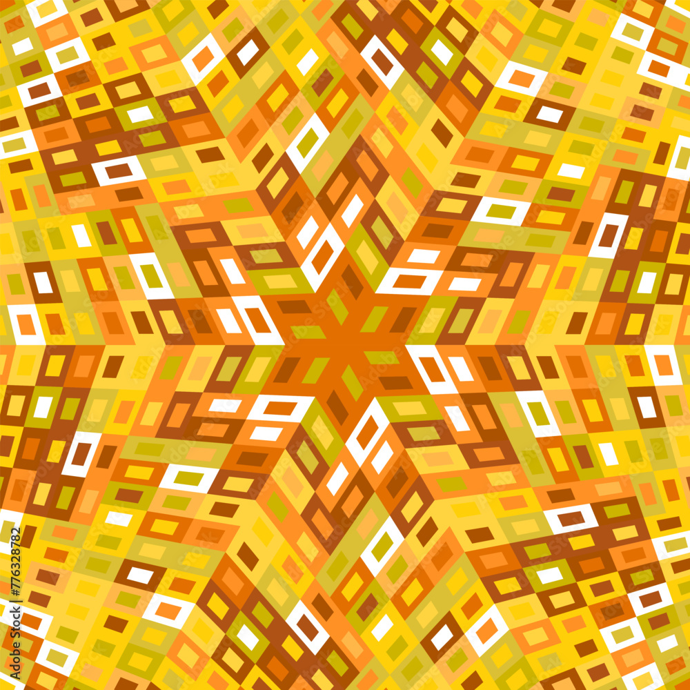 Poster abstract dynamic geometrical radial tiled mosaic pattern background - hypnotic colorful vector graph