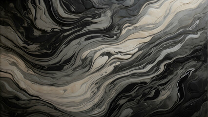 This image portrays a sleek, wavy black and white marble texture, ideal for conveying simplicity and elegance
