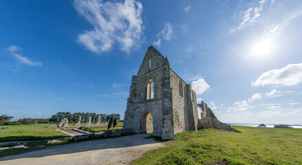 The ruin of the Xl century abbey des chateliers on the island of ile de re,france.