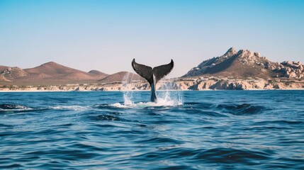 whale tail splashing in the Sea