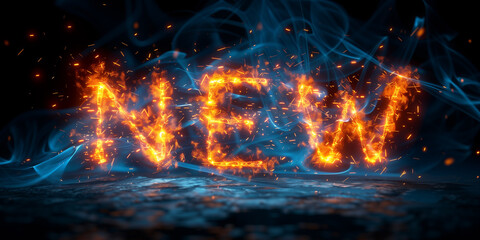 A glowing writing drawn with the light on a dark background.