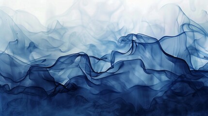 Ethereal blue smoke pattern captured up-close, showcasing dynamic waves and flowing textures - obrazy, fototapety, plakaty
