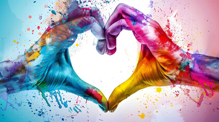 Colorful hand silhouette forming a heart, diversity equity inclusion