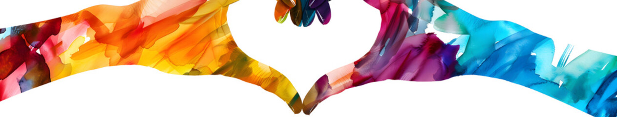 Colorful hand silhouette forming a heart, diversity equity inclusion