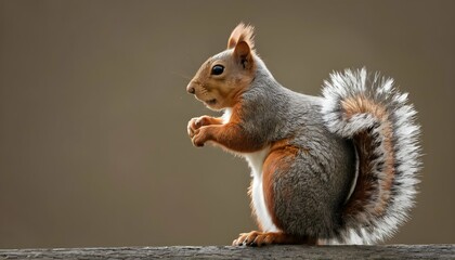 A-Squirrel-With-Its-Tail-Arched-Over-Its-Back- 2 - obrazy, fototapety, plakaty