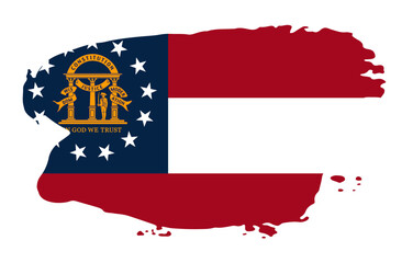 Georgia state flag with palette knife paint brush strokes grunge texture design. Grunge United States brush stroke effect