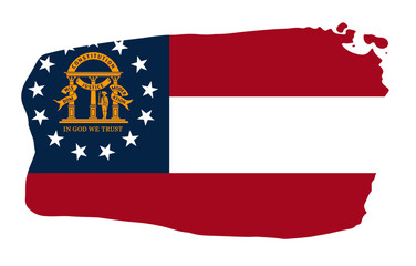 Georgia state flag with palette knife paint brush strokes grunge texture design. Grunge United States brush stroke effect