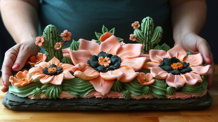 "Enchanted Garden: A Blossoming Array of Edible Floral and Cactus Artistry"