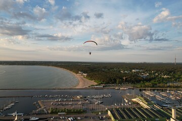 paraglider over the sea