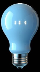 "Illuminated Blue Light Bulb on a Dark Background: A Beacon of Innovation"