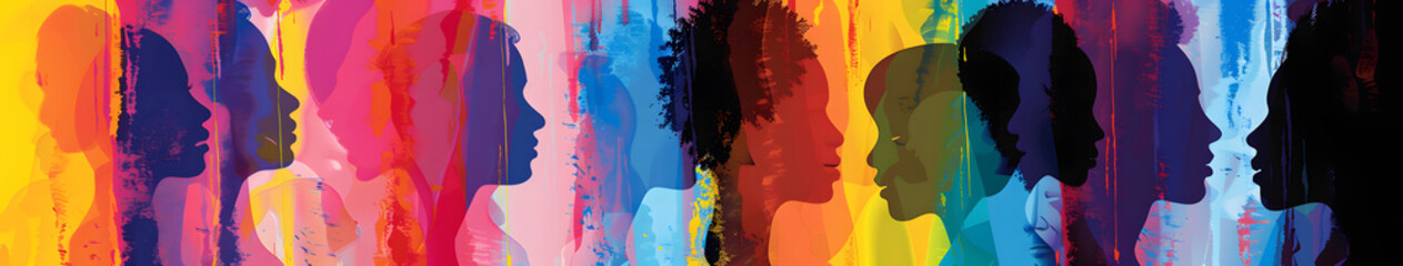 Colorful silhoutte of diverse faces, diversity, equity and inclusion 