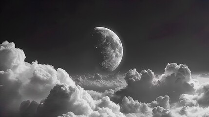 Naklejka na ściany i meble Moon above the clouds.