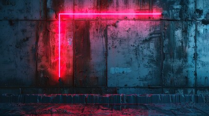 Old concrete wall neon light.
