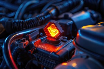 Check Engine Light Illuminated: Warning Dashboard Symbol for Vehicle Service and Maintenance