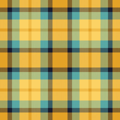 Plaid seamless pattern in yellow. Check fabric texture. Vector textile print.