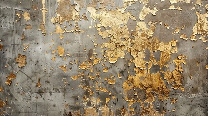 Old concrete wall with golden elements. - obrazy, fototapety, plakaty