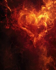 Passionate Fire Heart on Abstract Background. Perfect for February 14th, Love, and Witchcraft-themed designs