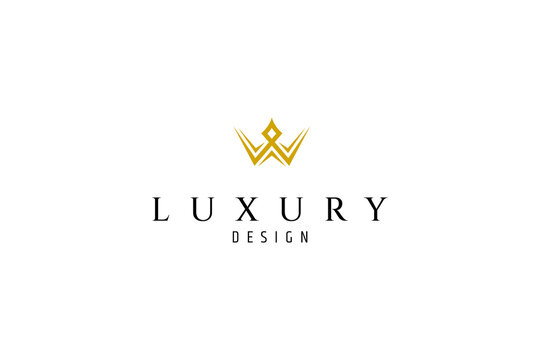Simple gold crown luxury logo design