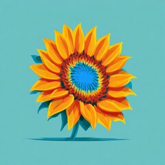 Fototapeta premium simple minimal logo of a sunflower