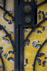 Abstract Image of Old Door Lock with Yellow Designed Door