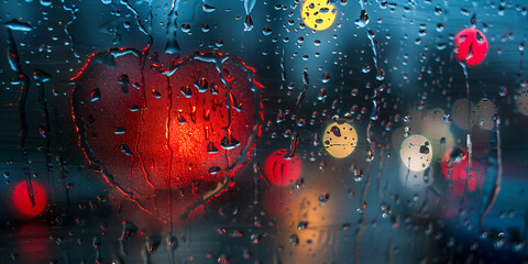 Raindrops and Love: Heart Sticker on Window