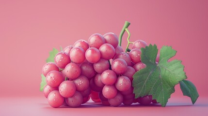 3D Blender model of cute bunches of ripe grapes bright minimal style