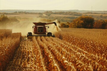 Fototapeta premium combine harvester working in a cornfield