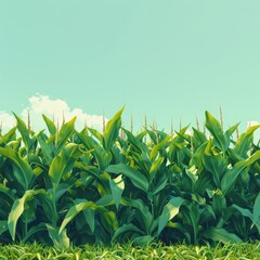 Cartoon 3D cornfield tall and green