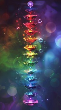 Cartoon 3D chakra chart colorful energy