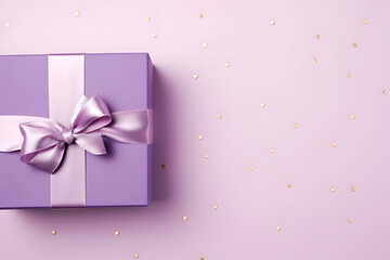 Gift box with pink bow on pink background. 3d rendering