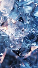 A crystalline ice texture, shimmering with light and shadow, inspired by the frozen landscapes and the crystal towers created with Generative AI Technology