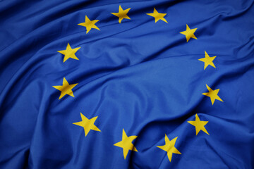 waving colorful national flag of european union.