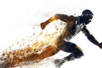 action of a runner bursting explosive energy
