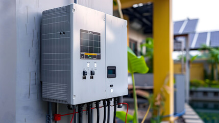 An inverter for converting solar energy near the panel.