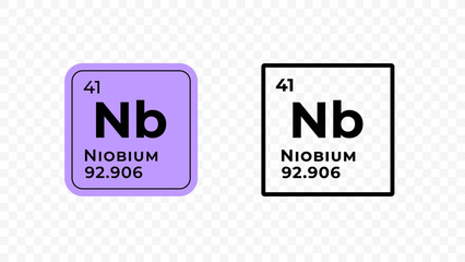 Niobium, chemical element of the periodic table vector design