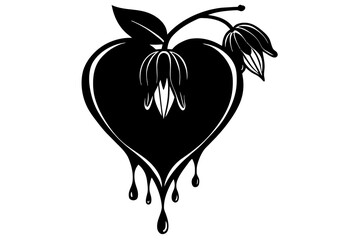 bleeding heart silhouette vector illustration - obrazy, fototapety, plakaty