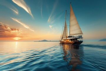 Luxurious yacht sailing the sea