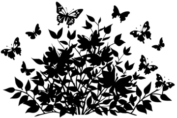 Foto op Aluminium butterfly bush silhouette vector illustration © Shiju Graphics