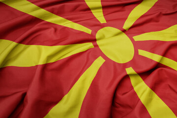 waving colorful national flag of macedonia.