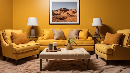 living room with yellow walls and pillowsU HD Wallpaper UHD Wallpaper
