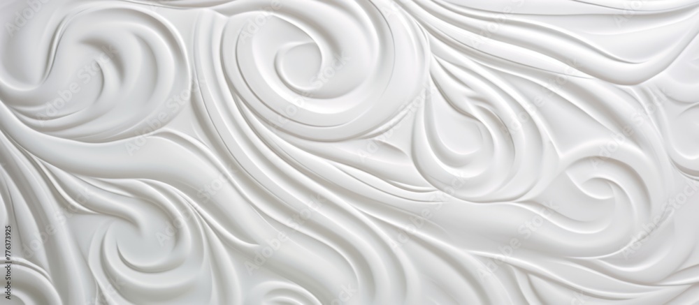 Poster white wall adorned with elegant swirl patterns, creating a visually appealing backdrop in a room set
