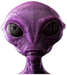 Close Up of Purple Alien With Big Eyes. Transparent Background PNG