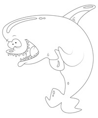Cute Dolphin Coloring page for kids .Dolphin Coloring book for children .