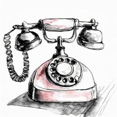 Drawing illustration of vintage telephone 