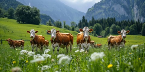 Fototapeta na wymiar cow in the pasture Generative AI