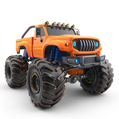 3D Cartoon Monster Truck Logo Illustration White Background 