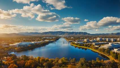 magnificent panorama of the city of Canberra district