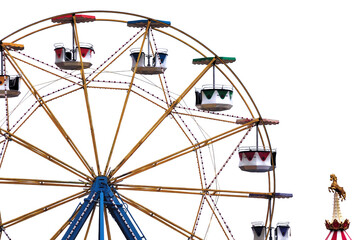 ferris wheel and carousel horse in amusement park